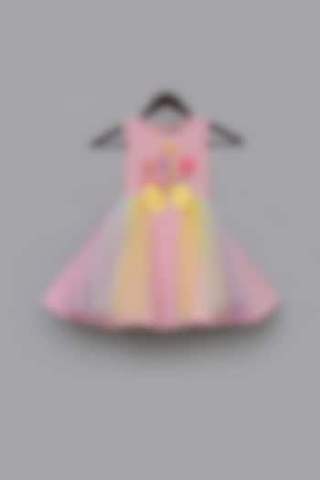 Pink Dress With 3D Detailing For Girls by Fayon Kids