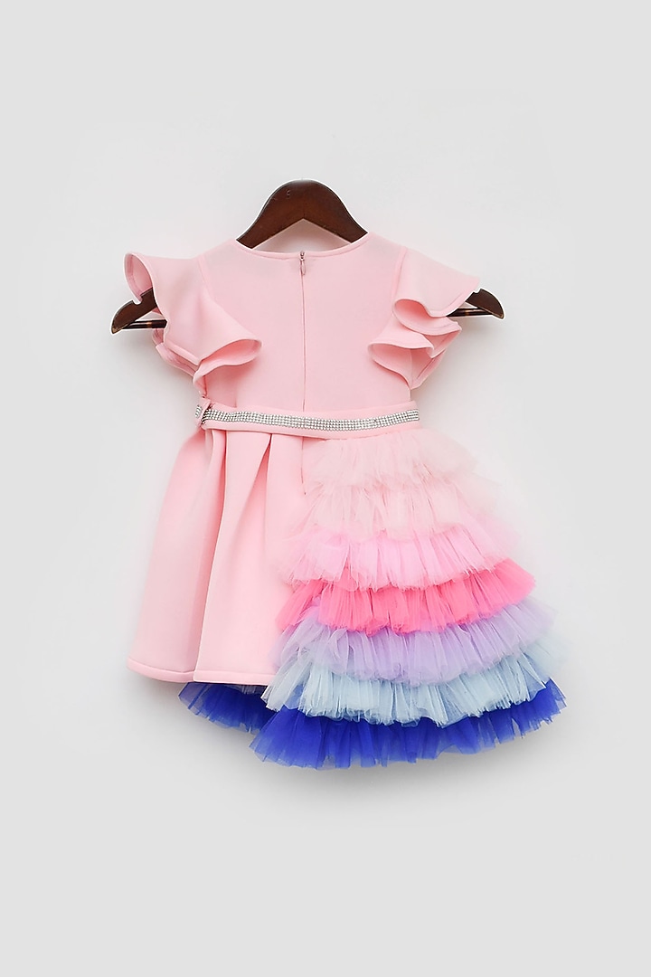 Pink Lycra & Net Embroidered Dress For Girls by Fayon Kids at Pernia's Pop Up Shop
