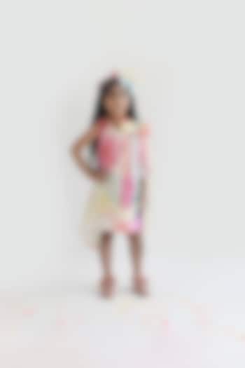 Multi-Coloured Organza Printed Dress For Girls by Fayon Kids