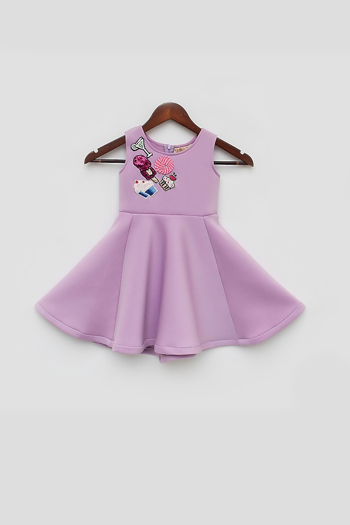 Lilac Lycra Dress For Girls by Fayon Kids at Pernia's Pop Up Shop