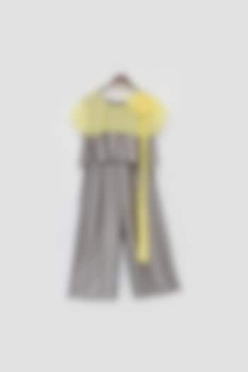 Grey Satin Jumpsuit For Girls by Fayon Kids at Pernia's Pop Up Shop