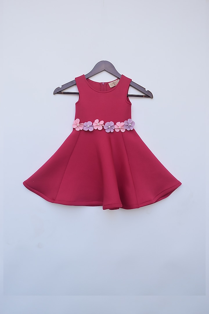 Pink Lycra Floral Dress For Girls by Fayon Kids at Pernia's Pop Up Shop