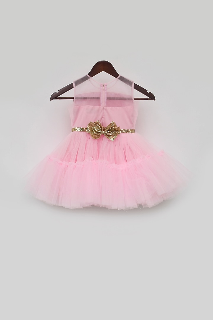 Pink Net Dress For Girls by Fayon Kids at Pernia's Pop Up Shop