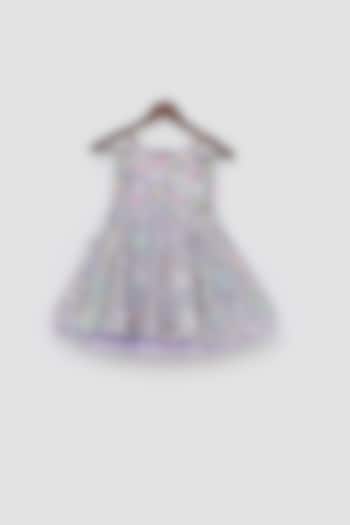Lilac Sequins Embroidered dress For Girls by Fayon Kids