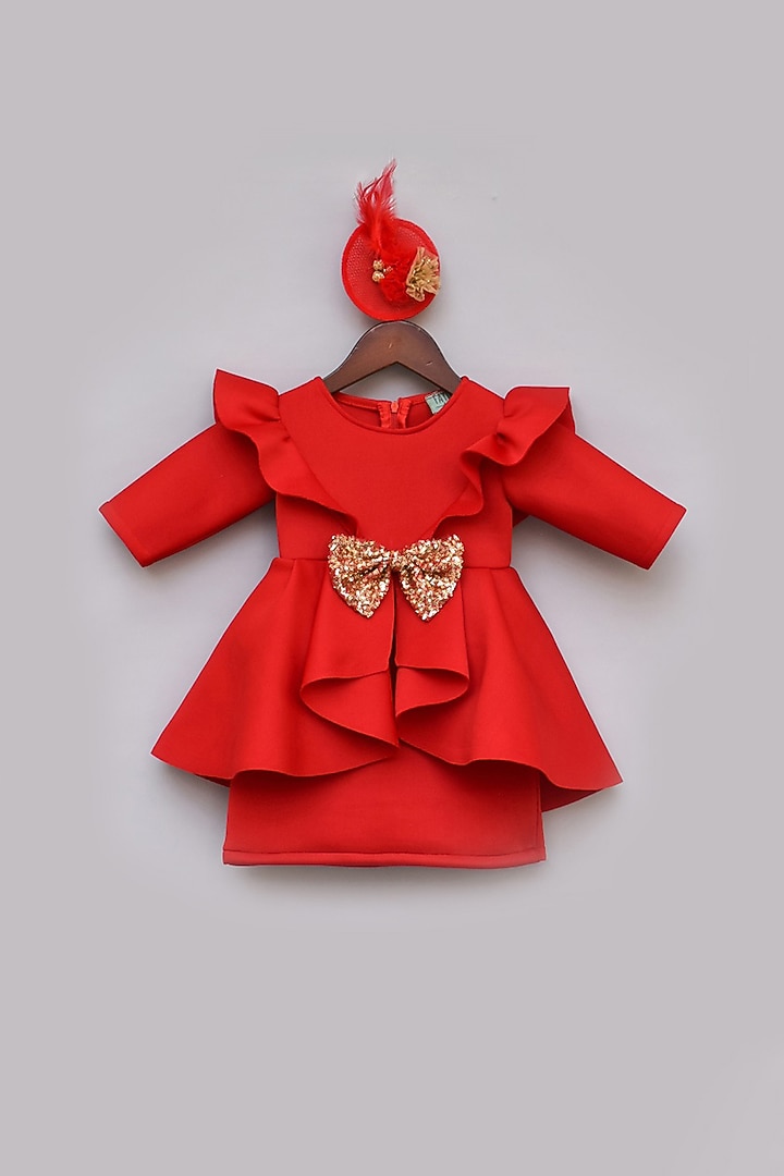 Red Lycra Dress For Girls by Fayon Kids at Pernia's Pop Up Shop
