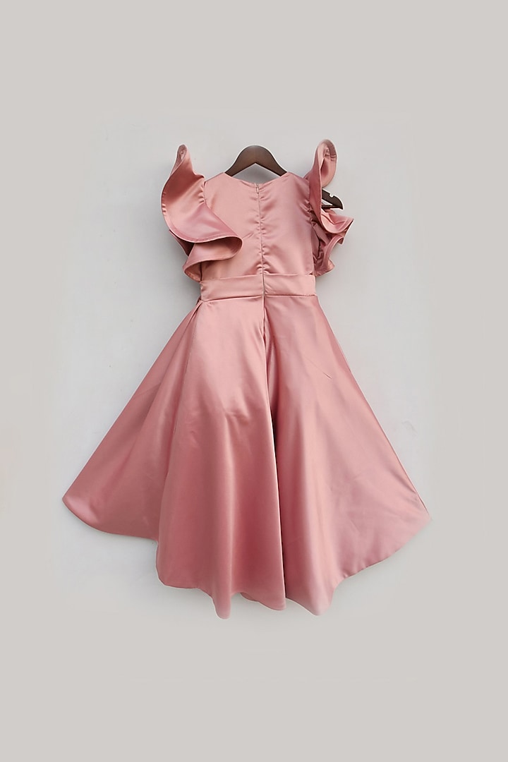 Peach Pearl Embroidered Gown For Girls by Fayon Kids at Pernia's Pop Up Shop