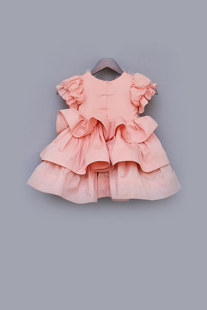 Peach Sequins Embroidered Dress For Girls by Fayon Kids at Pernia's Pop Up Shop