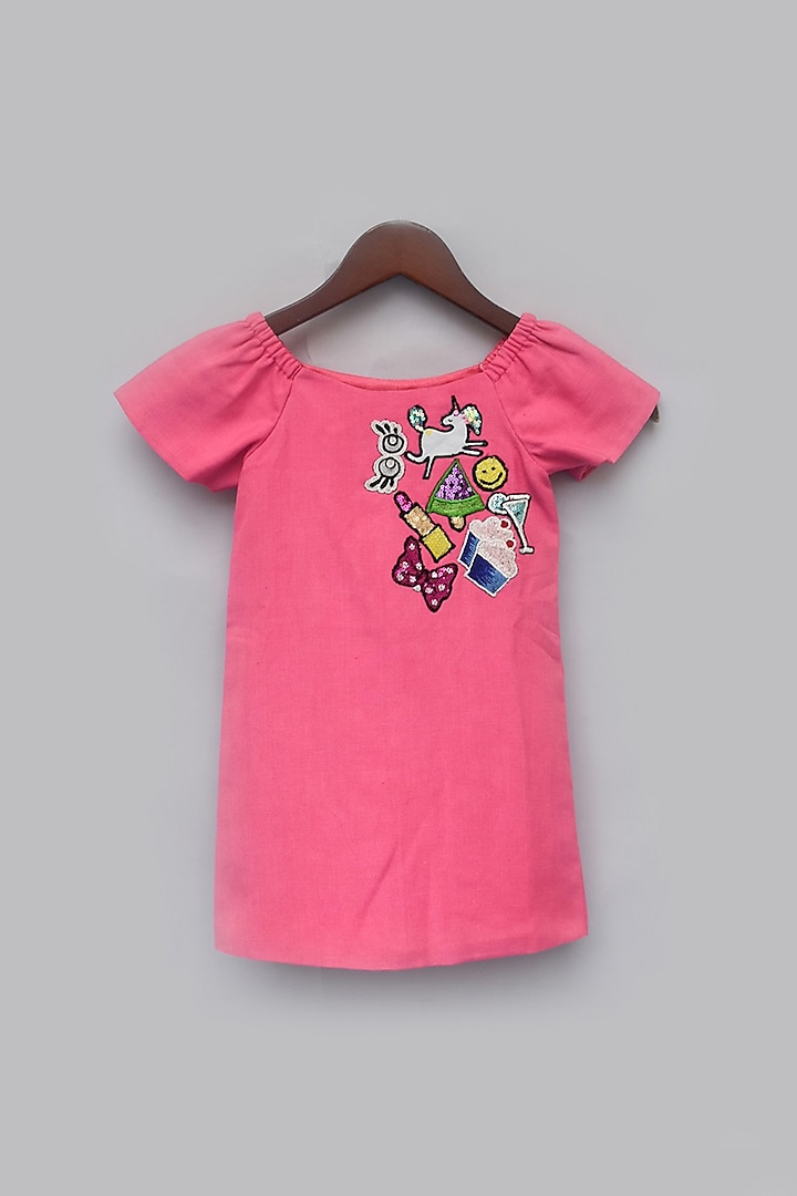 Pink Sequins Embroidered Dress For Girls by Fayon Kids at Pernia's Pop Up Shop