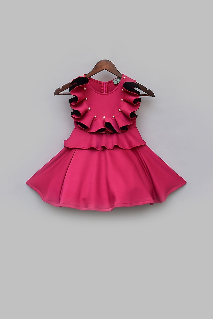Pink Lycra Dress For Girls by Fayon Kids