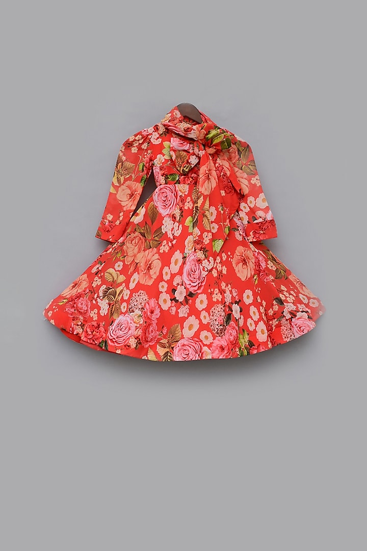 Multi Colored Floral Gown For Girls by Fayon Kids