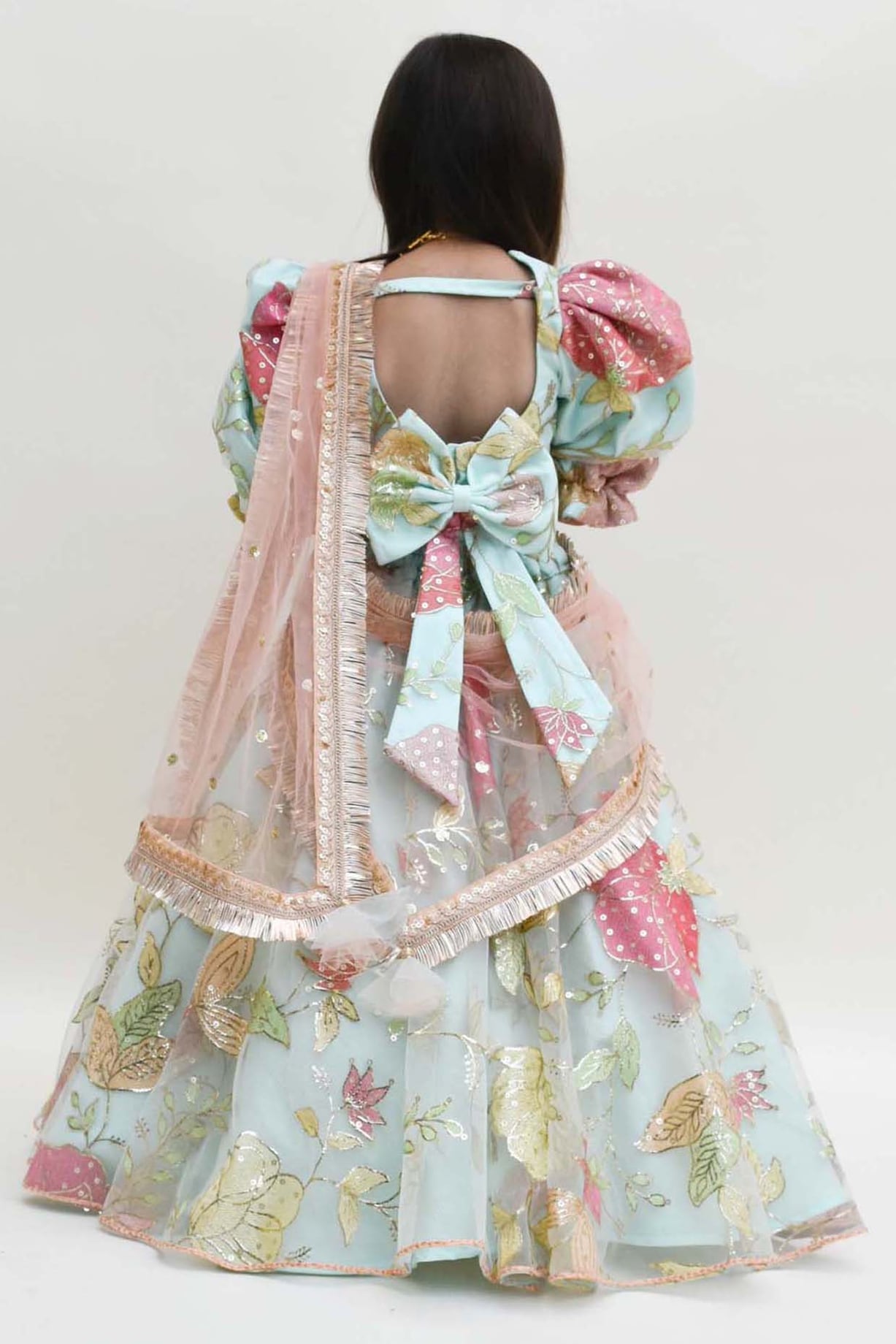 Frozen Mint Embroidered Lehenga Set For Girls Design by Fayon Kids at ...