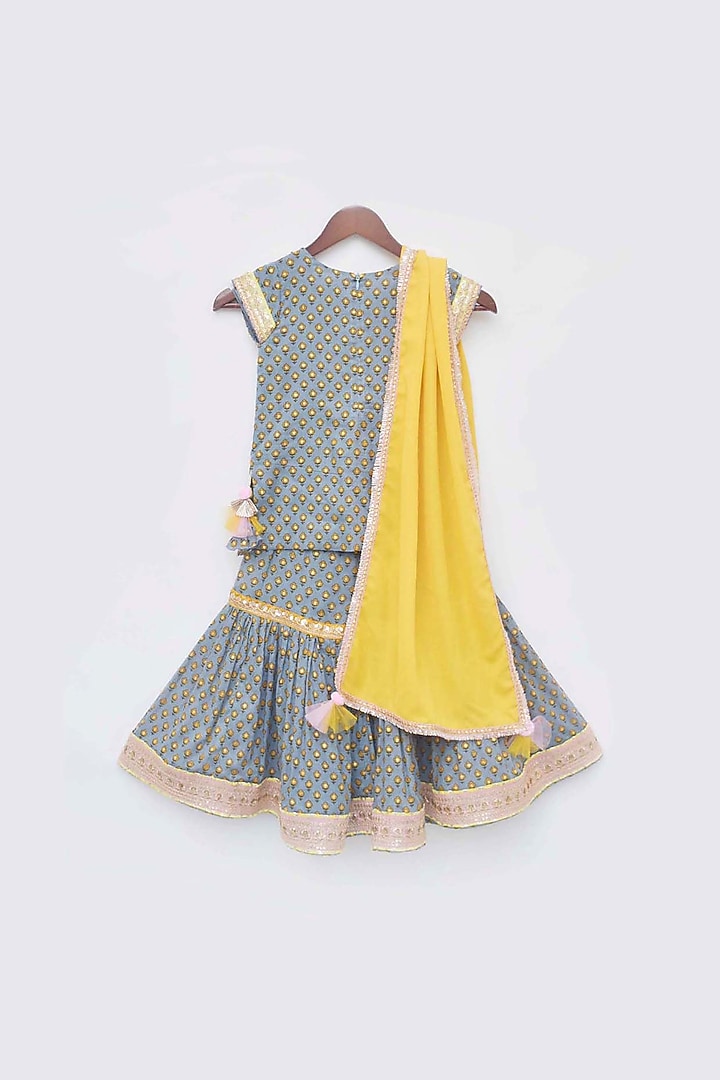 Volcanic Grey Sharara Set For Girls by Fayon Kids at Pernia's Pop Up Shop