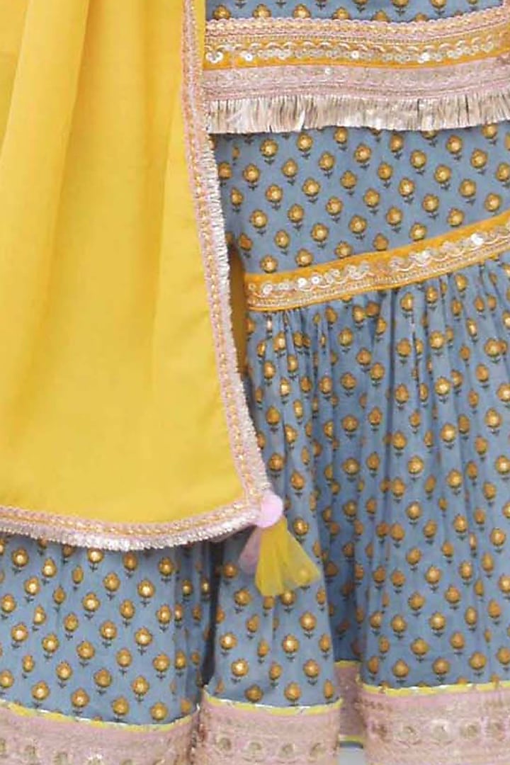 Volcanic Grey Sharara Set For Girls by Fayon Kids at Pernia's Pop Up Shop