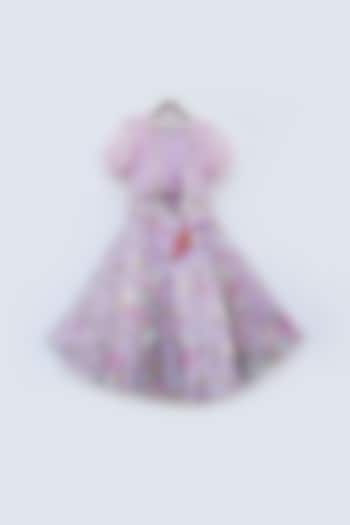 Lilac Embroidered Lehenga Set For Girls by Fayon Kids
