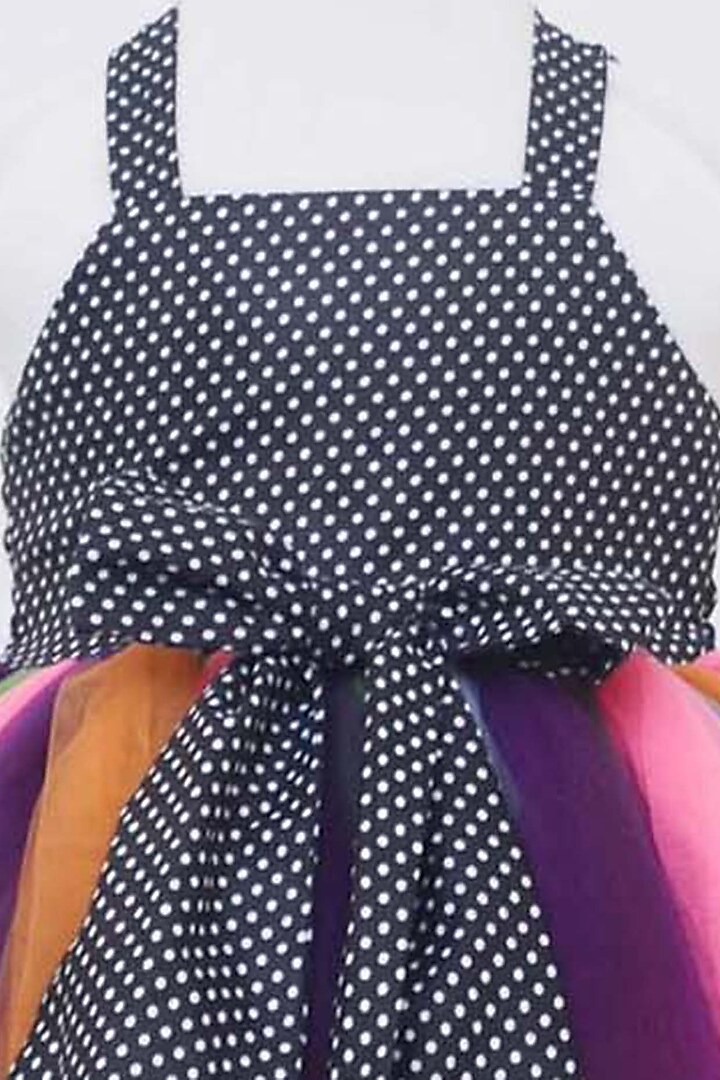 Multi-Colored Net & Dupion Silk Layered Gown For Girls by Fayon Kids at Pernia's Pop Up Shop