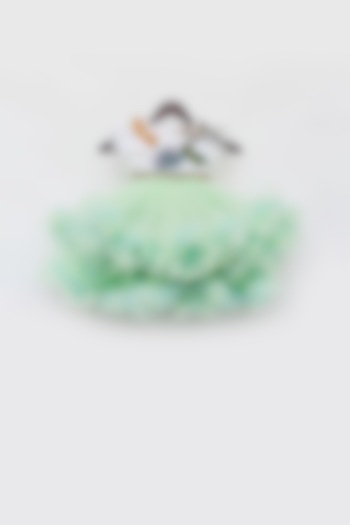 Mint Green Neoprene & Net Dress For Girls by Fayon Kids at Pernia's Pop Up Shop