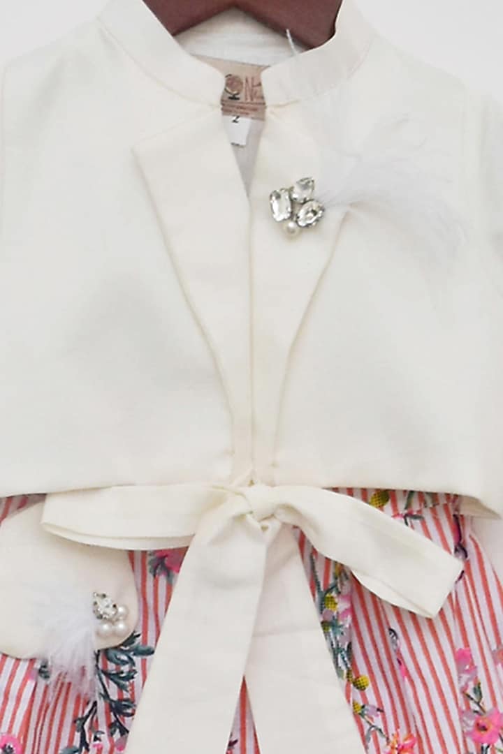 Blush Pink & White Pant Set For Girls by Fayon Kids at Pernia's Pop Up Shop