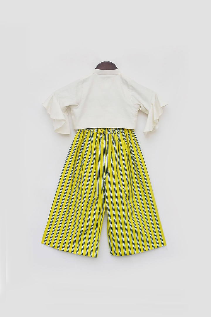 Yellow & White Pant Set For Girls by Fayon Kids at Pernia's Pop Up Shop