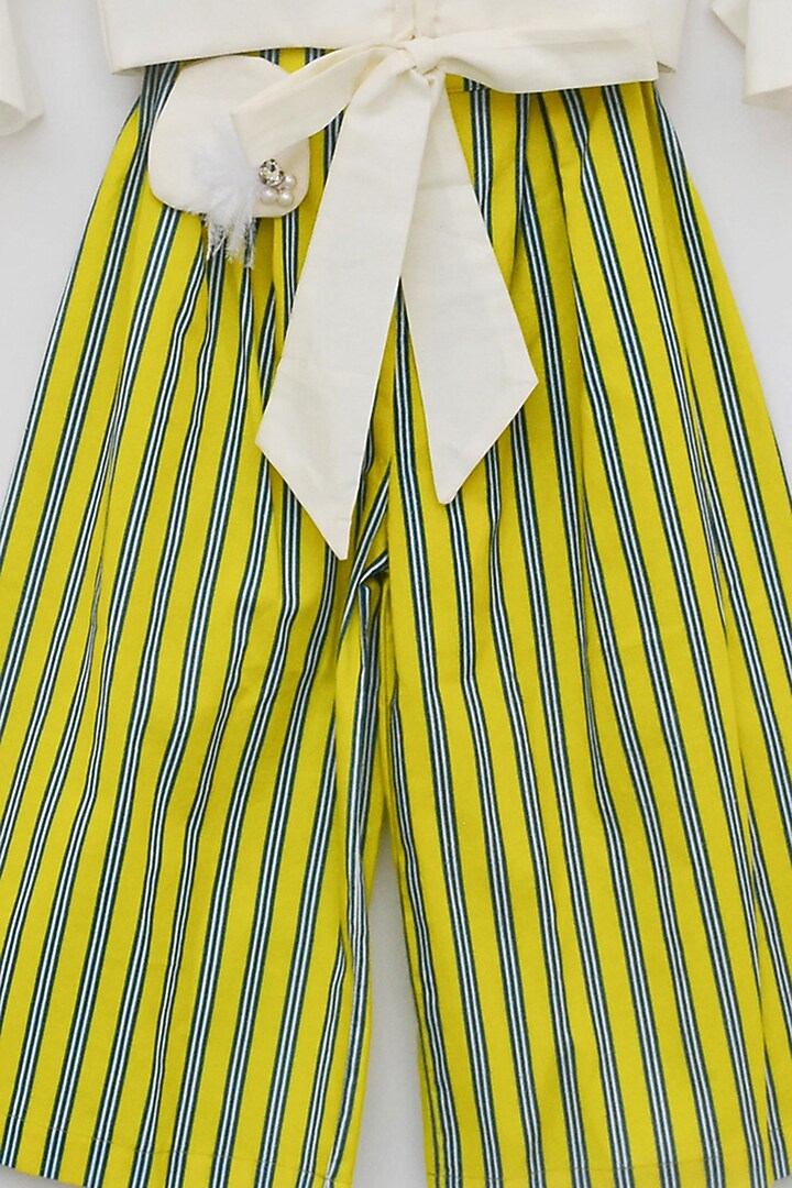 Yellow & White Pant Set For Girls by Fayon Kids at Pernia's Pop Up Shop