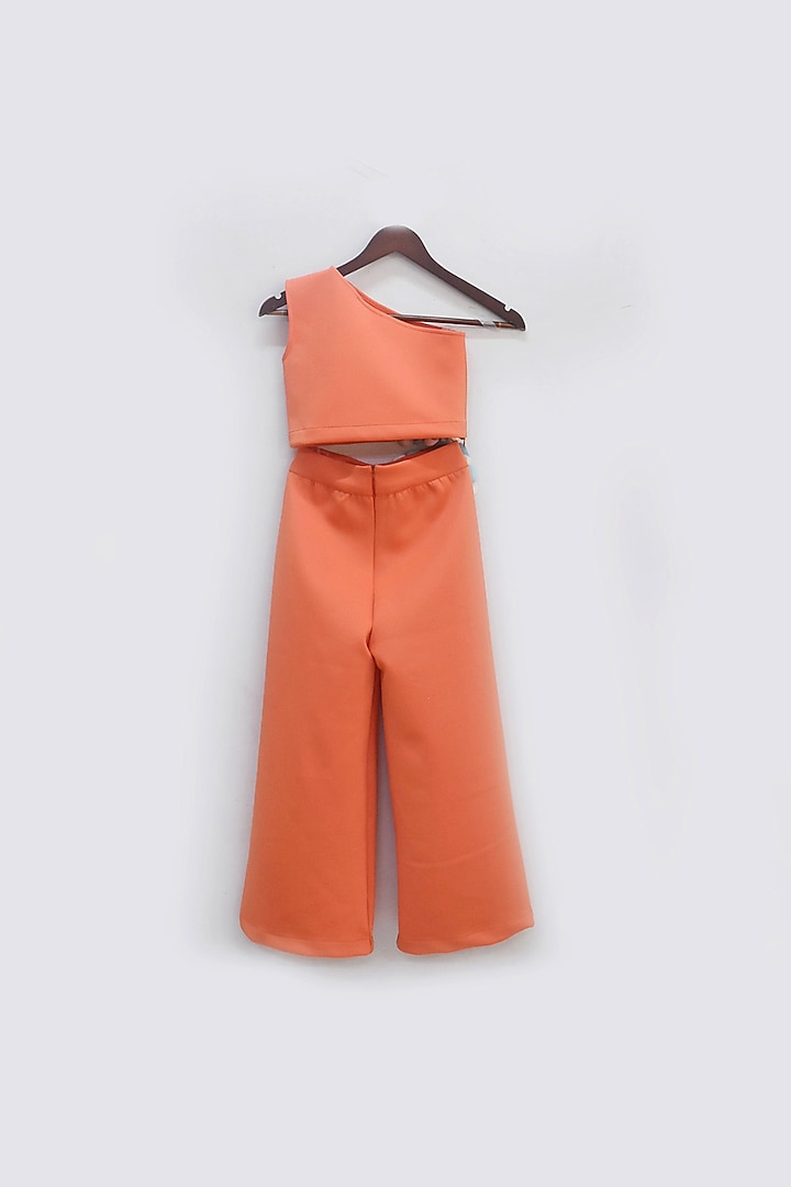 Orange Neoprene Pant Set For Girls by Fayon Kids at Pernia's Pop Up Shop