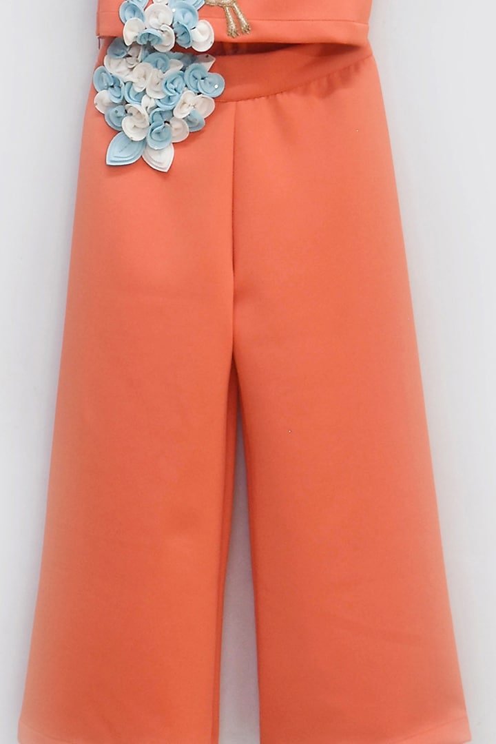 Orange Neoprene Pant Set For Girls by Fayon Kids at Pernia's Pop Up Shop