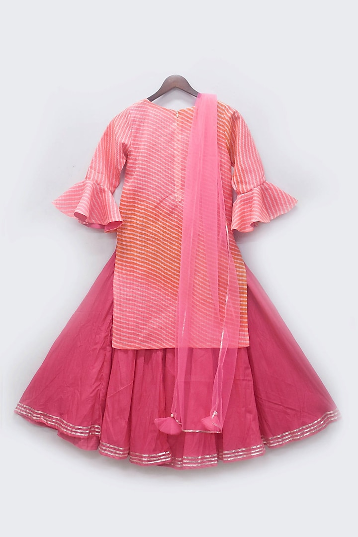 Fuchsia Cotton Printed Lehenga Set For Girls by Fayon Kids at Pernia's Pop Up Shop