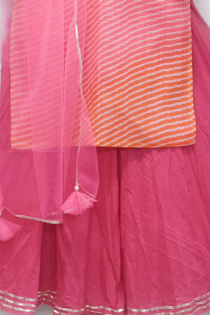 Fuchsia Cotton Printed Lehenga Set For Girls by Fayon Kids at Pernia's Pop Up Shop