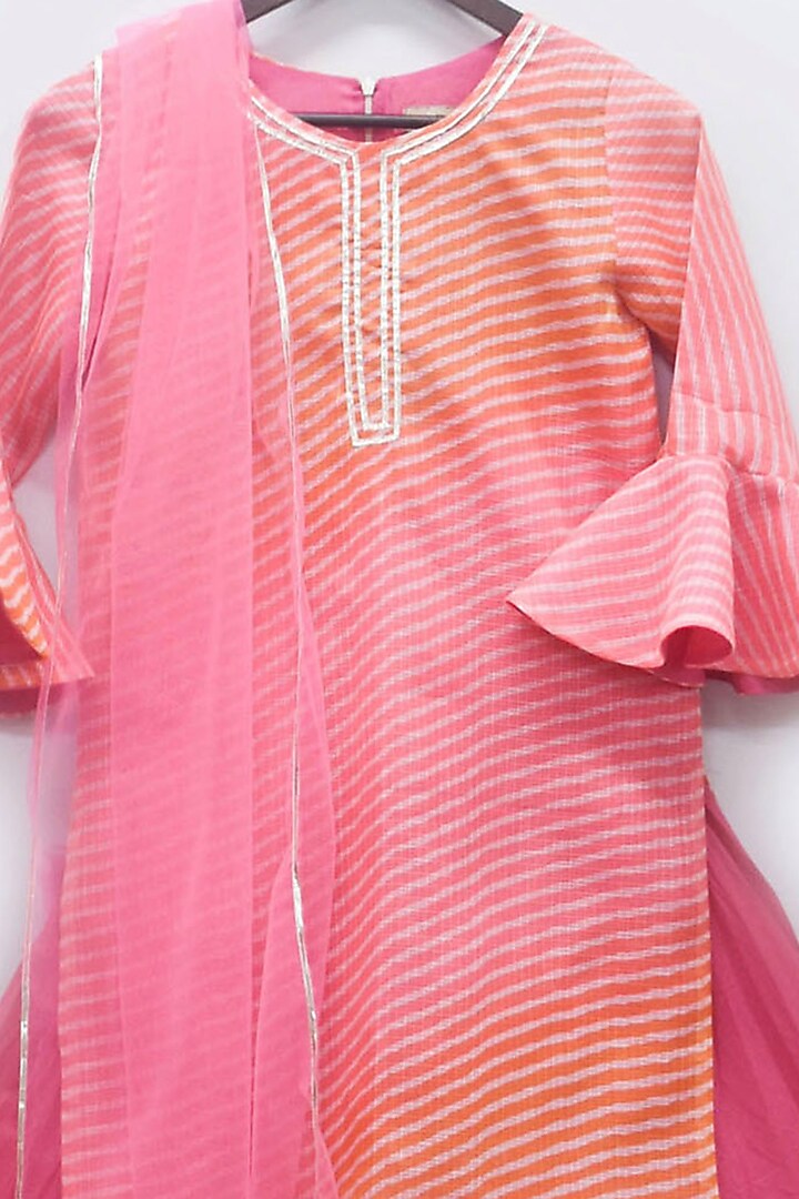 Fuchsia Cotton Printed Lehenga Set For Girls by Fayon Kids at Pernia's Pop Up Shop