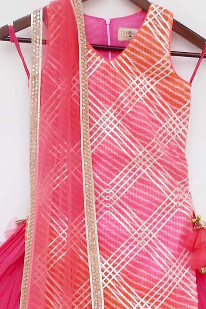 Fuchsia Cotton Skirt Set For Girls by Fayon Kids at Pernia's Pop Up Shop
