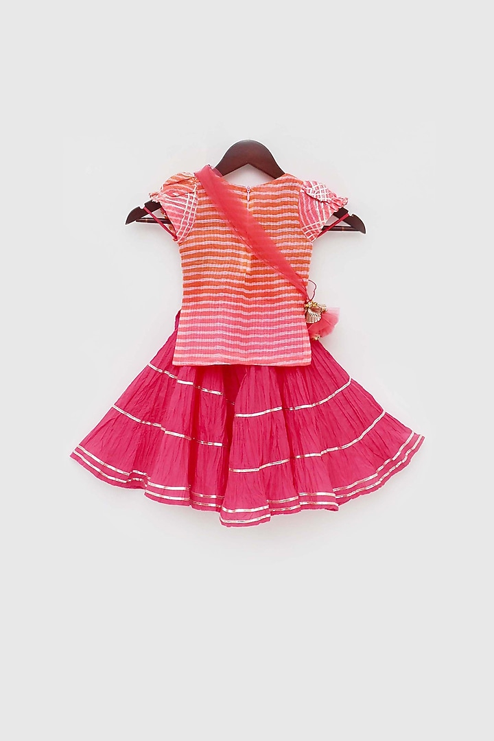 Fuchsia Skirt Set In Cotton For Girls by Fayon Kids at Pernia's Pop Up Shop