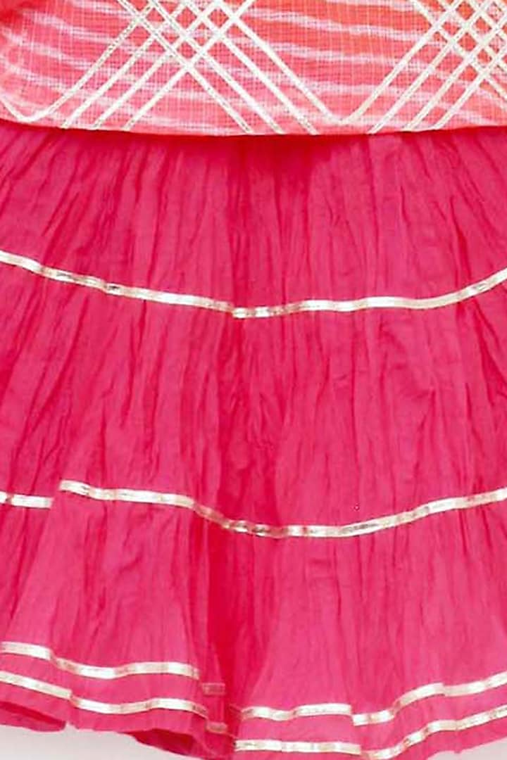 Fuchsia Skirt Set In Cotton For Girls by Fayon Kids at Pernia's Pop Up Shop