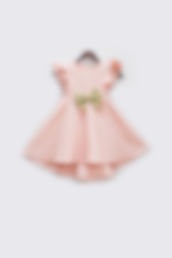Blush Pink Neoprene Dress For Girls by Fayon Kids