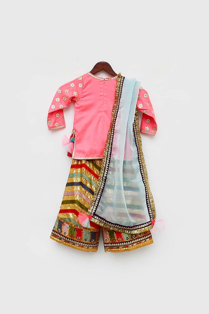 Multi-Color Embroidered Sharara Set For Girls by Fayon Kids at Pernia's Pop Up Shop
