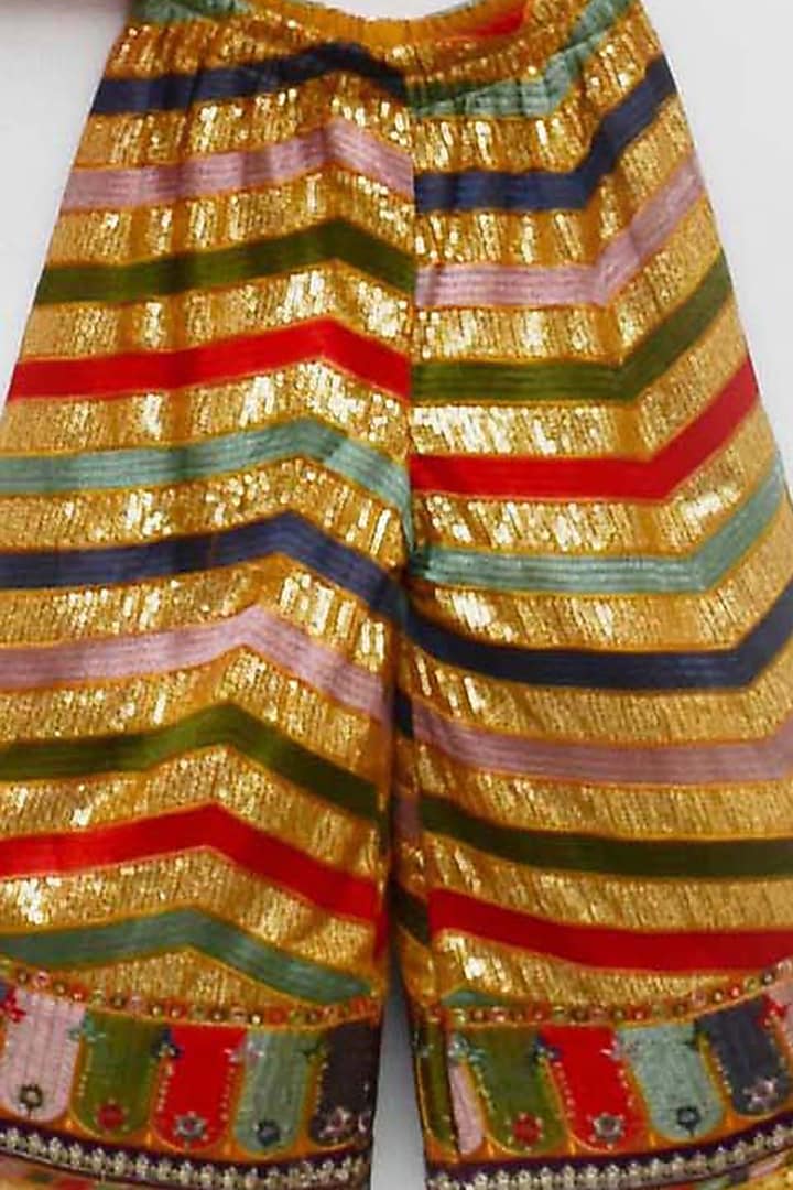 Multi-Color Embroidered Sharara Set For Girls by Fayon Kids at Pernia's Pop Up Shop