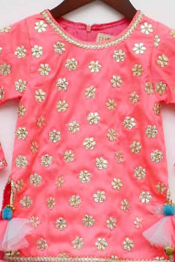 Multi-Color Embroidered Sharara Set For Girls by Fayon Kids at Pernia's Pop Up Shop