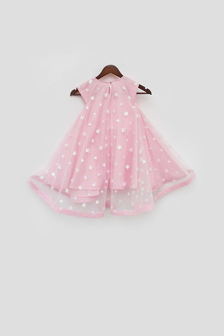 Baby Pink Net Sequins Embroidered Dress For Girls by Fayon Kids at Pernia's Pop Up Shop