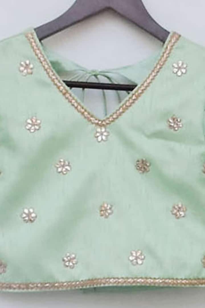 Blush Pink Cotton Silk Embroidered Lehenga Set For Girls by Fayon Kids at Pernia's Pop Up Shop