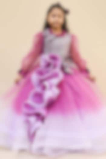 Purple Shaded Net Gown For Girls by Fayon Kids at Pernia's Pop Up Shop