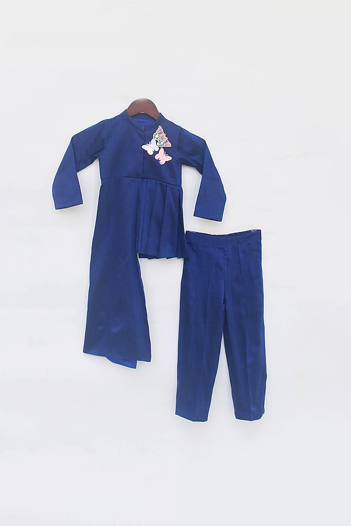 Cobalt Blue Cotton Silk Co-Ord Set For Boys by Fayon Kids at Pernia's Pop Up Shop