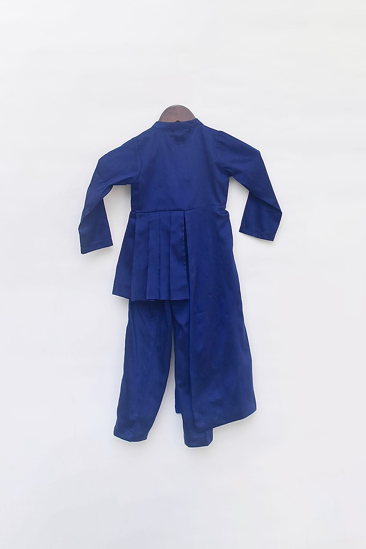 Cobalt Blue Cotton Silk Co-Ord Set For Boys by Fayon Kids at Pernia's Pop Up Shop