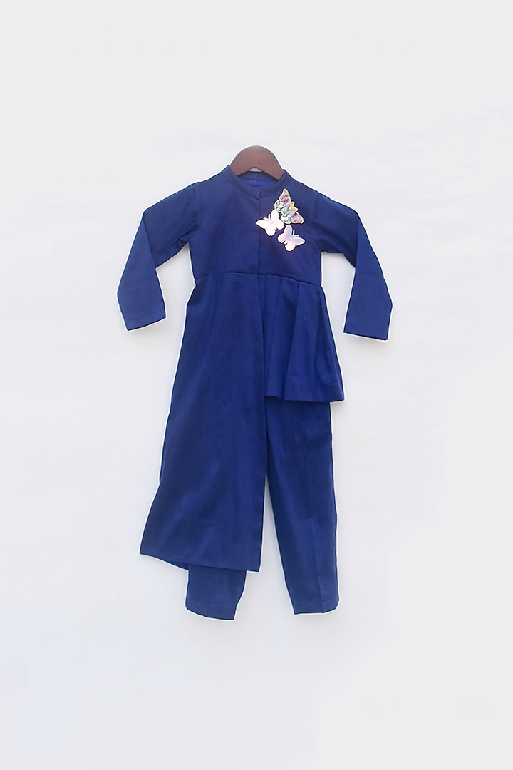 Cobalt Blue Cotton Silk Co-Ord Set For Boys by Fayon Kids at Pernia's Pop Up Shop