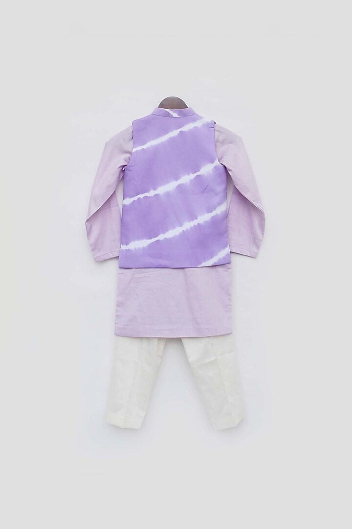 Light Violet Cotton Silk Nehru Jacket Set For Boys by Fayon Kids at Pernia's Pop Up Shop