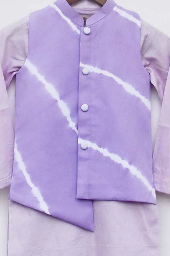 Light Violet Cotton Silk Nehru Jacket Set For Boys by Fayon Kids at Pernia's Pop Up Shop