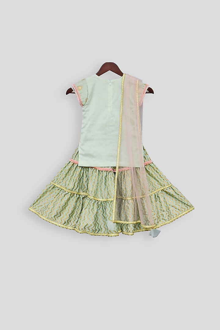 Green Printed Sharara Set For Girls by Fayon Kids at Pernia's Pop Up Shop