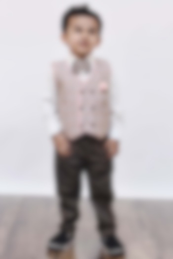 Dusty Brown Waistcoat Set For Boys by Fayon Kids