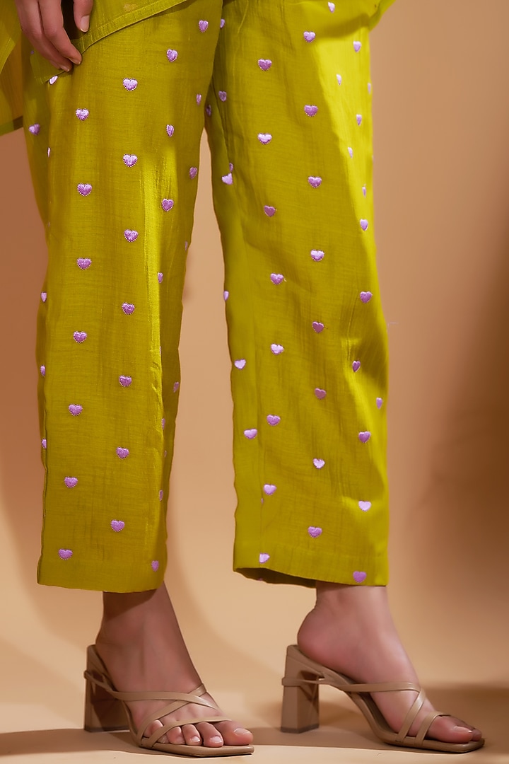 Green Chanderi Silk Sequins Hand Embroidered Kaftan Set by GAACH at Pernia's Pop Up Shop