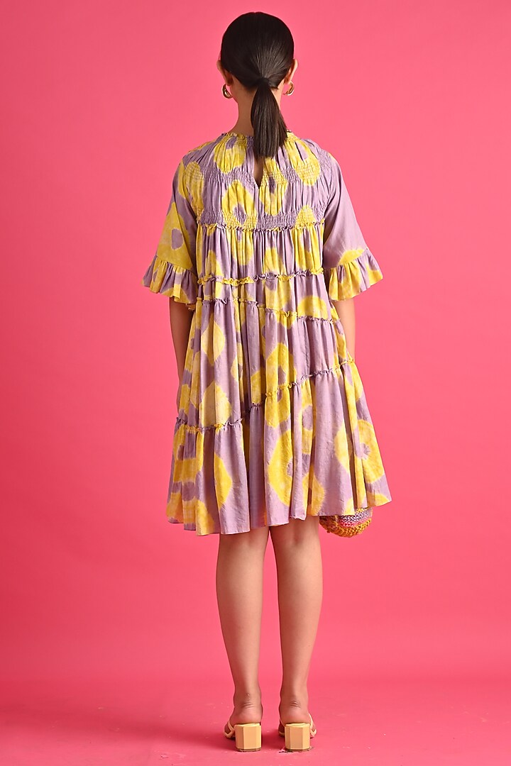 Lilac Cotton Bandhani High-Low Tiered Summer Dress by GAACH at Pernia's Pop Up Shop