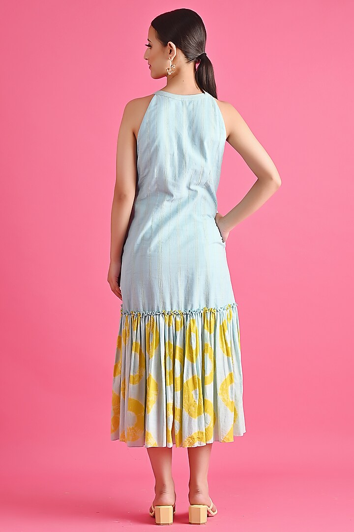 Ice-Blue Cotton Tiered Midi Summer Dress by GAACH at Pernia's Pop Up Shop