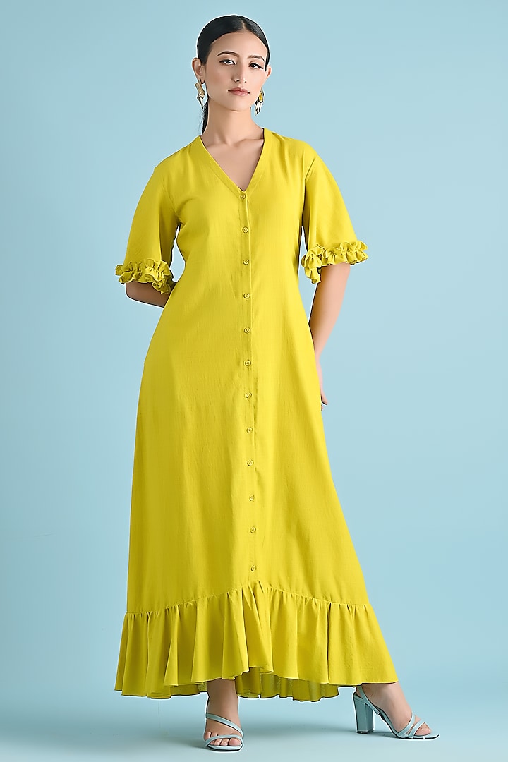 Button down yellow dress best sale