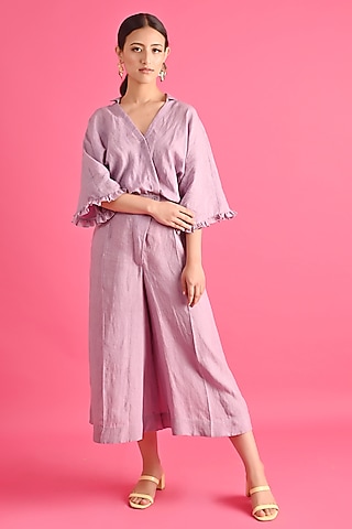 Lilac Khadi Cotton Jumpsuit by GAACH